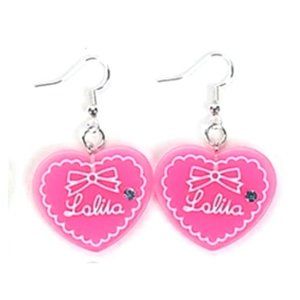 Lolita Earrings For Women Pink Hearts